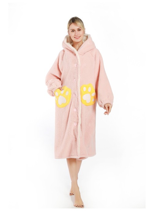 Flannel Hooded Ladies Dressing Gown